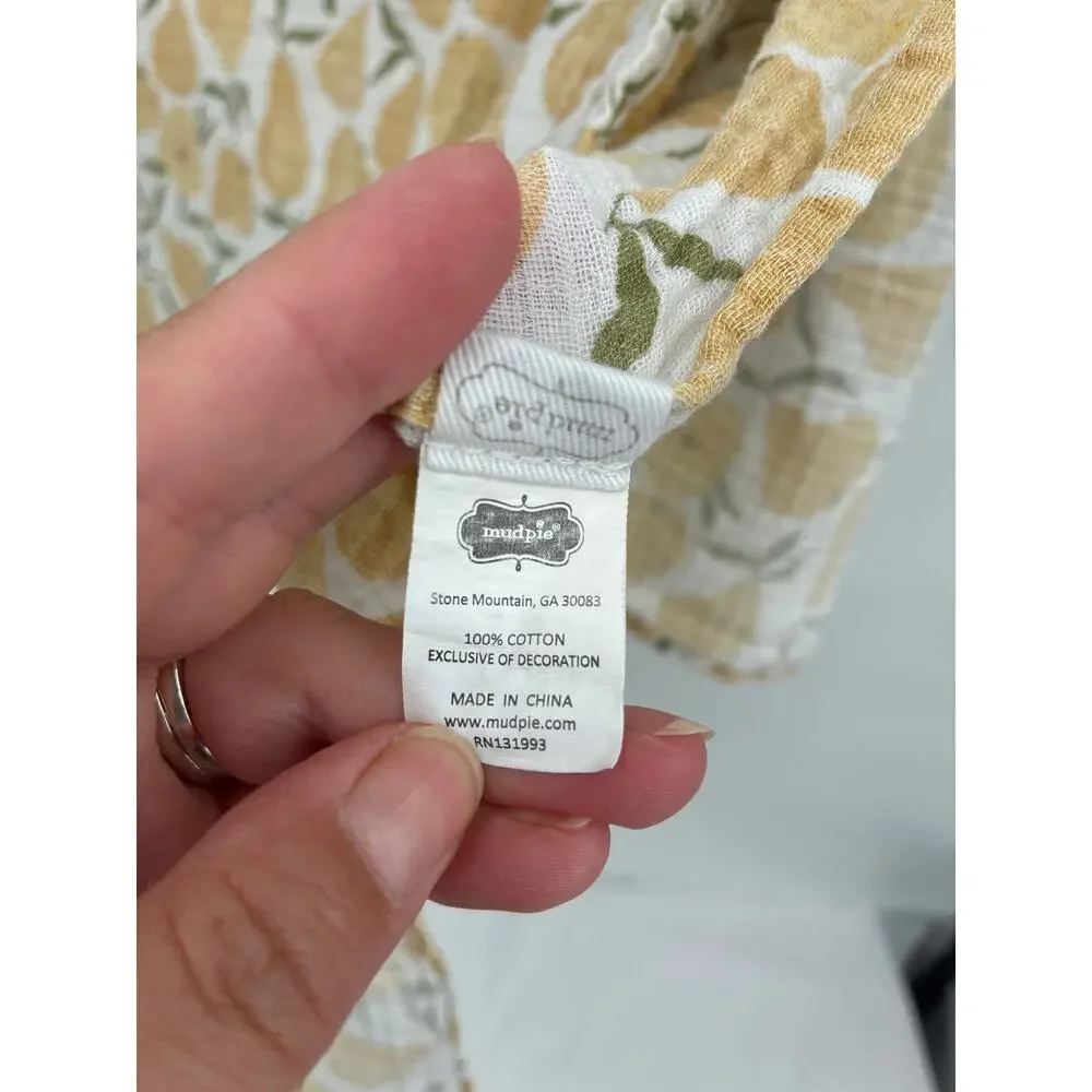 Mud Pie Pear Print Muslin Swaddle Blanket Carseat Cover Baby Lap 44 x 42
